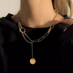 NEW 18K GOLD COIN LONG TASSEL CHAIN NECKLACE